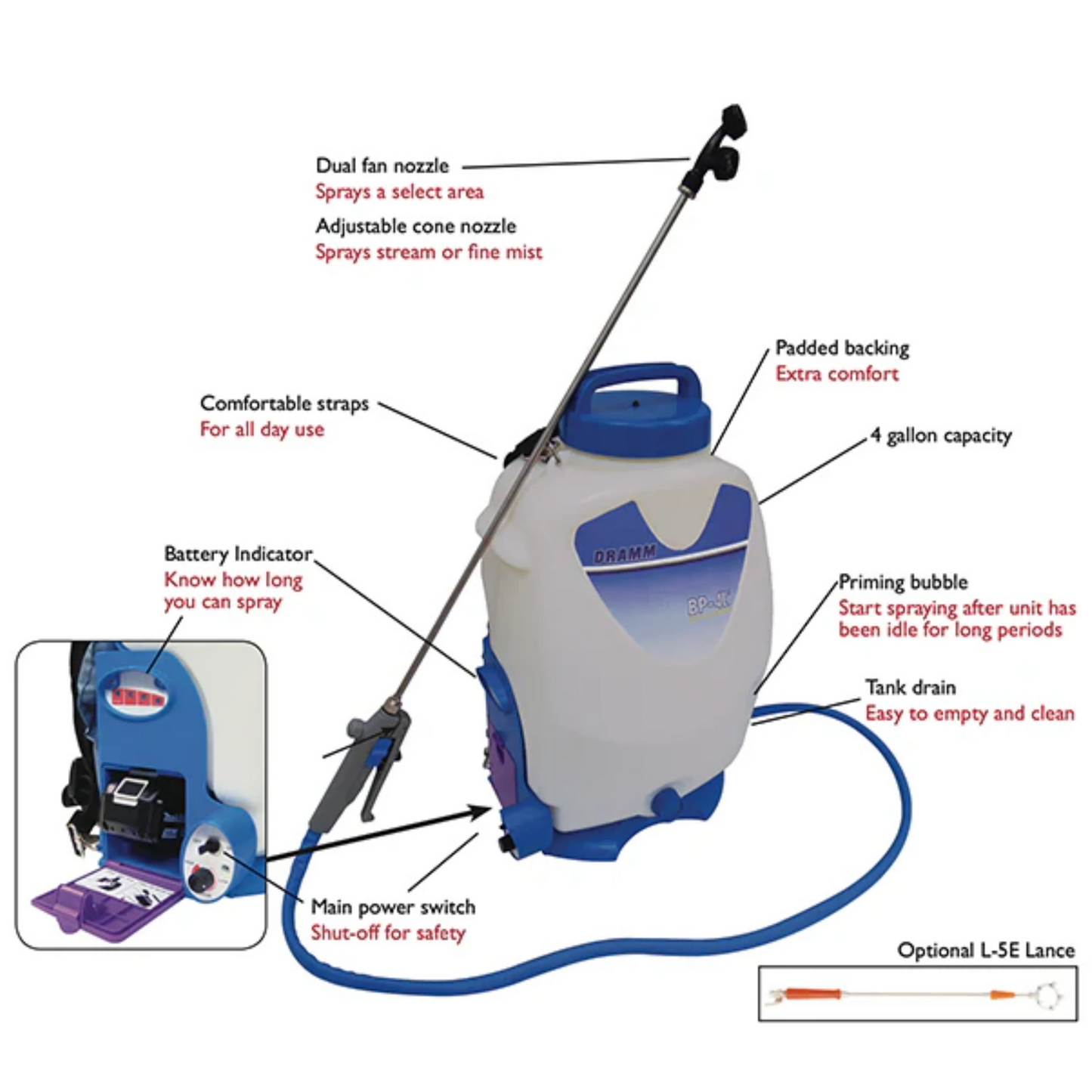 Dramm Backpack Sprayer 150 PSI - 4 Gal parts