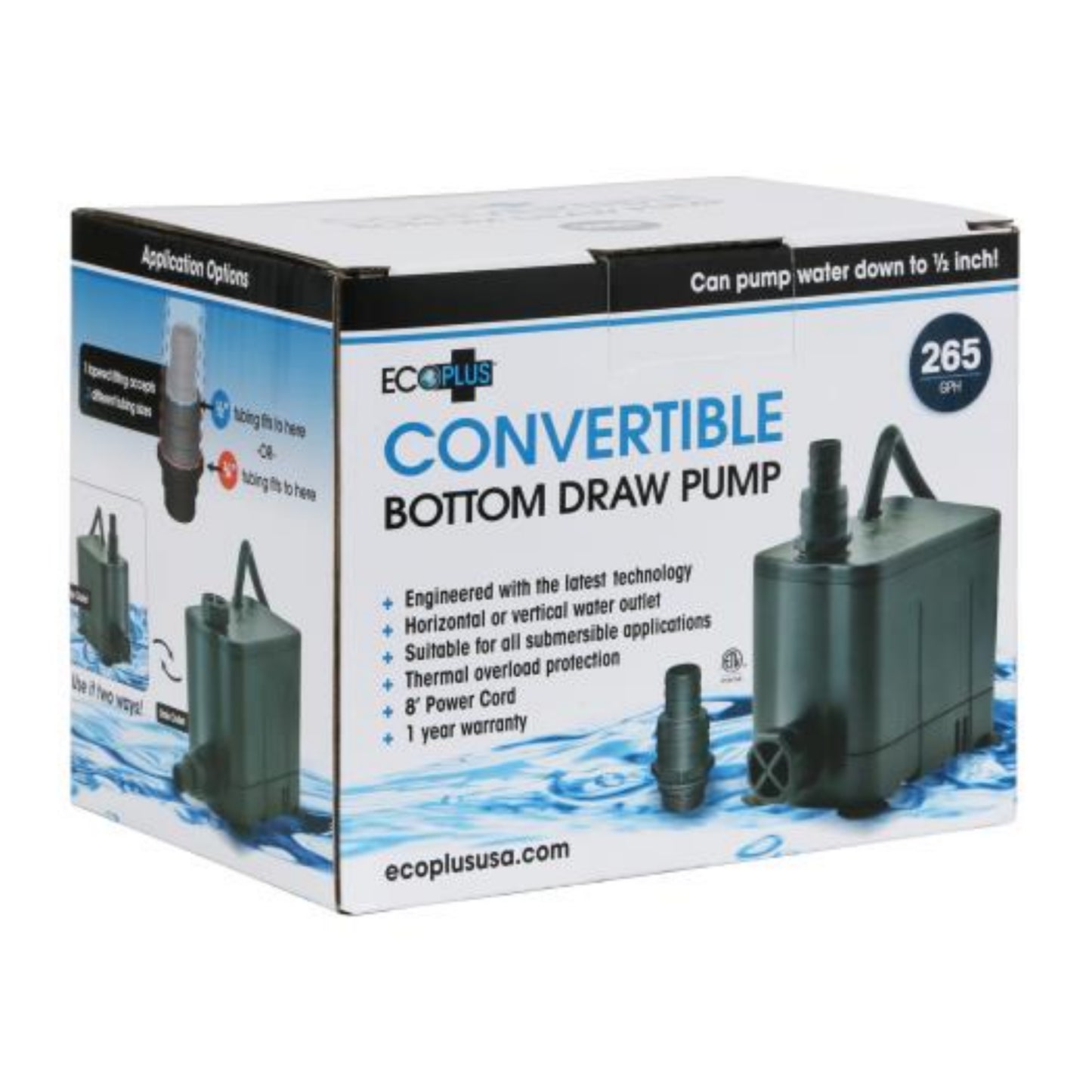 EcoPlus Convertible Bottom Draw Water Pump  box