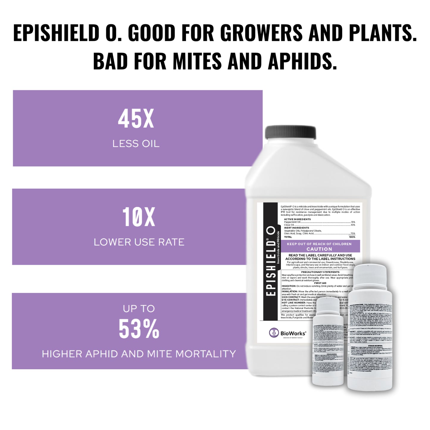 Epishield O pest control product with text highlighting its benefits on a white background