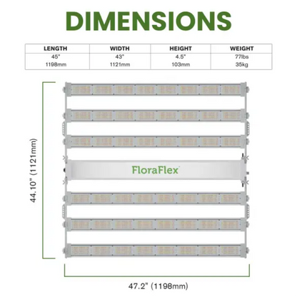 FloraFlex DLC 1200W 6-BAR dimensions