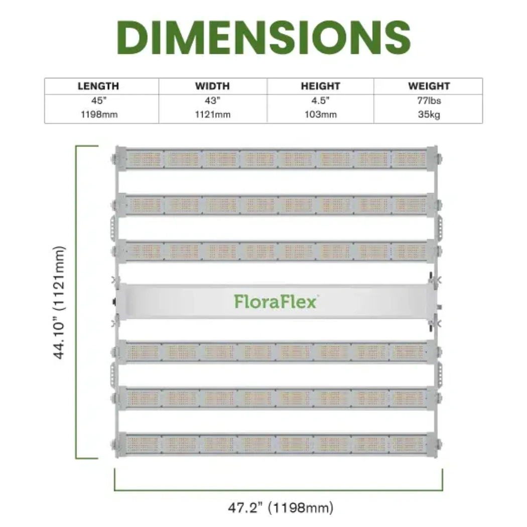 FloraFlex DLC 1200W 6-BAR dimensions