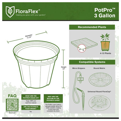 FloraFlex PotPro 3 gallon dimensions