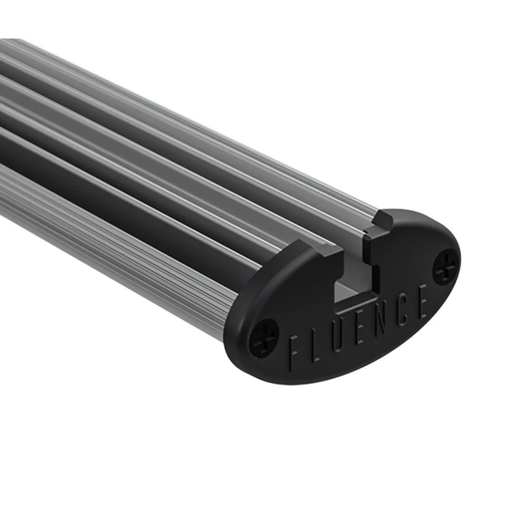 Fluence RAY22 LED light bar end cap and aluminum heat sink detail