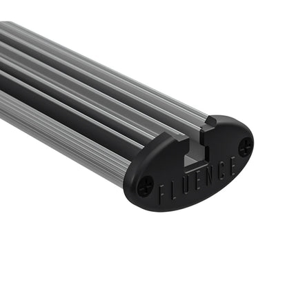 Fluence RAY22 LED light bar end cap and aluminum heat sink detail