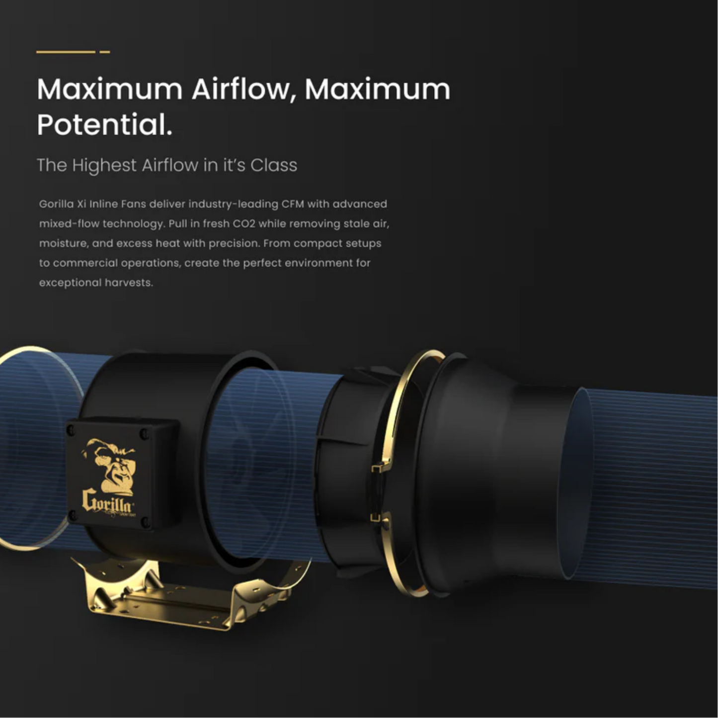 GXi 8 - Wireless Intelligent Inline Fan maximum airflow