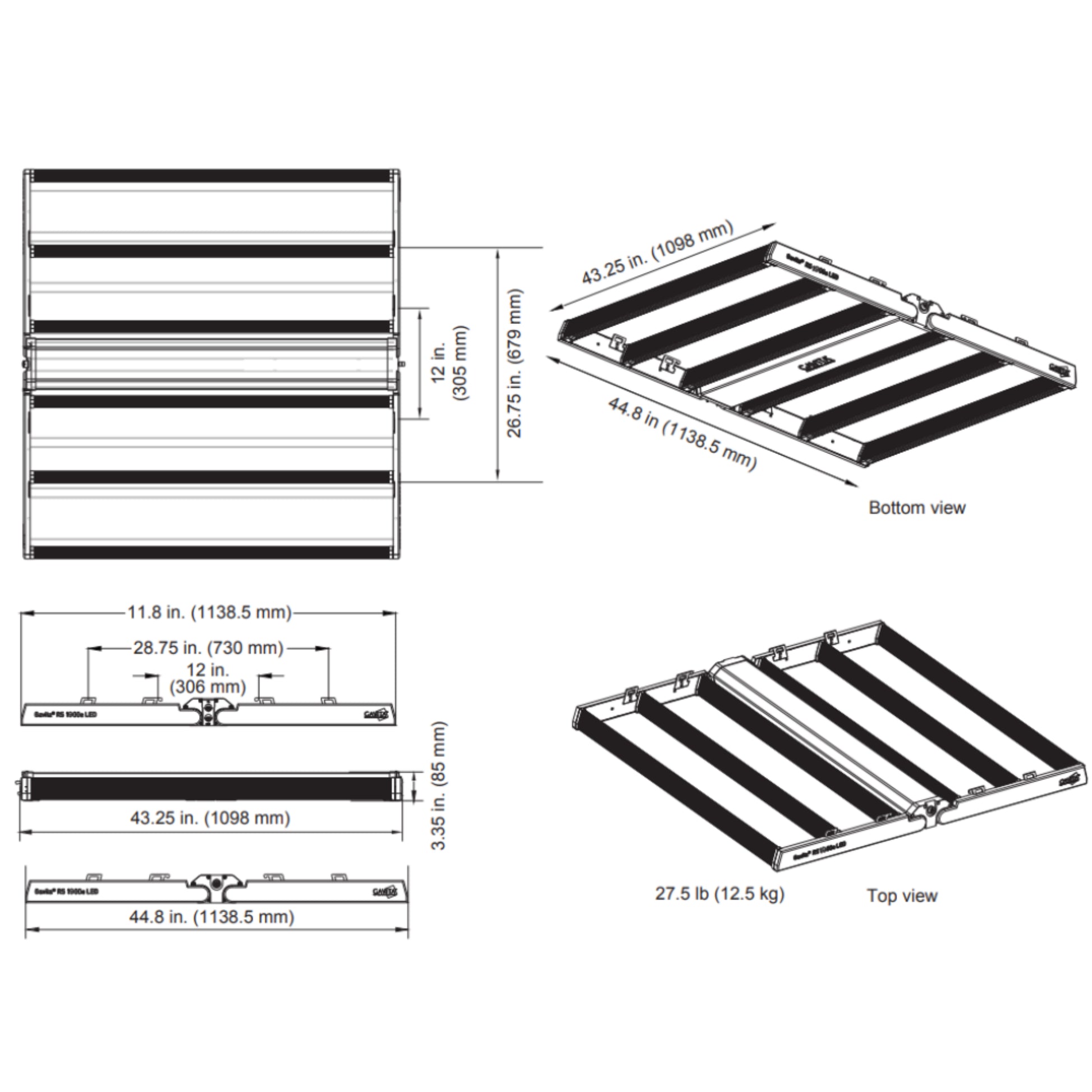 Gavita RS 1900e LED Grow Light 208-480 Volt dimensions