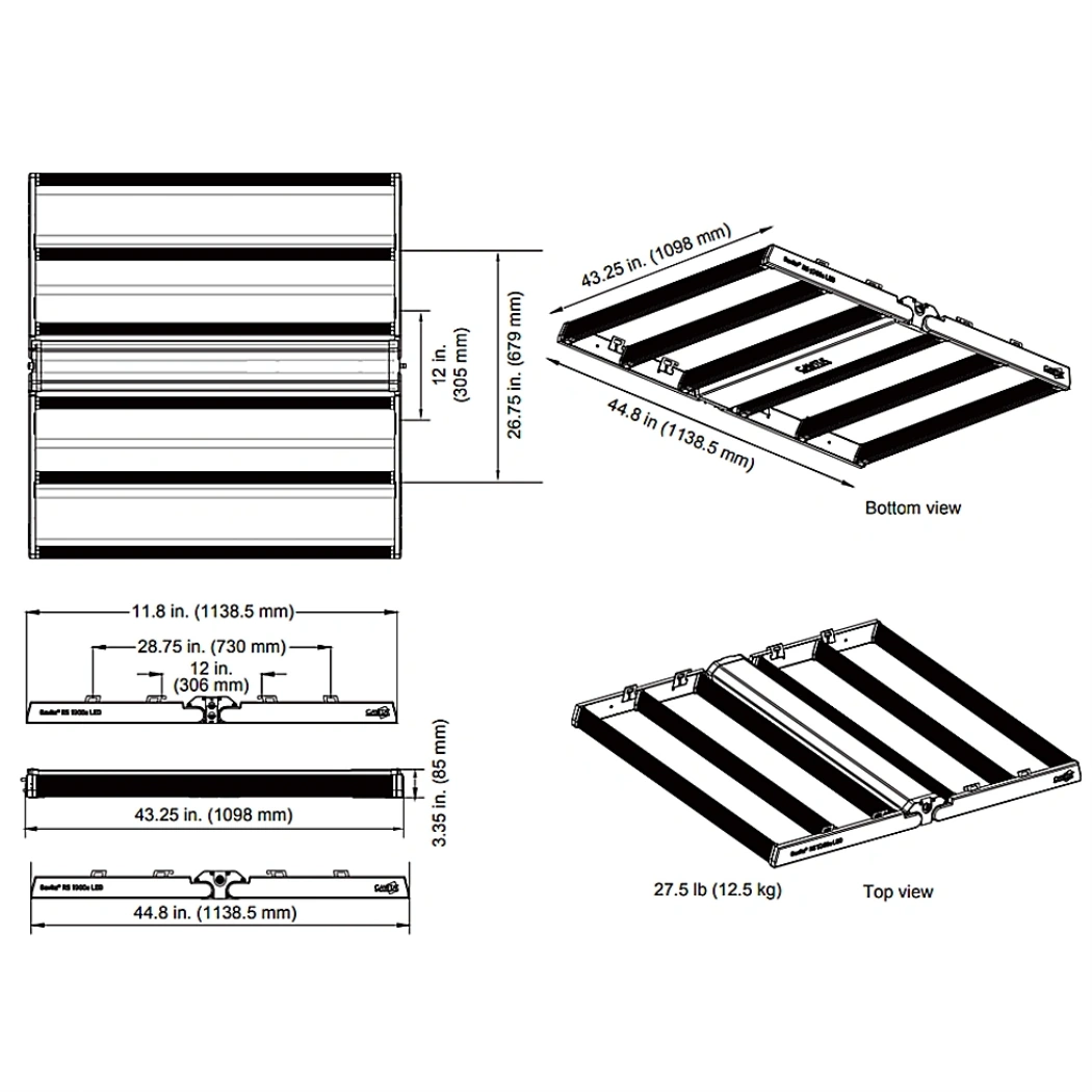 Gavita RS 1900e LED Grow Light 208-480 Volt dimensions