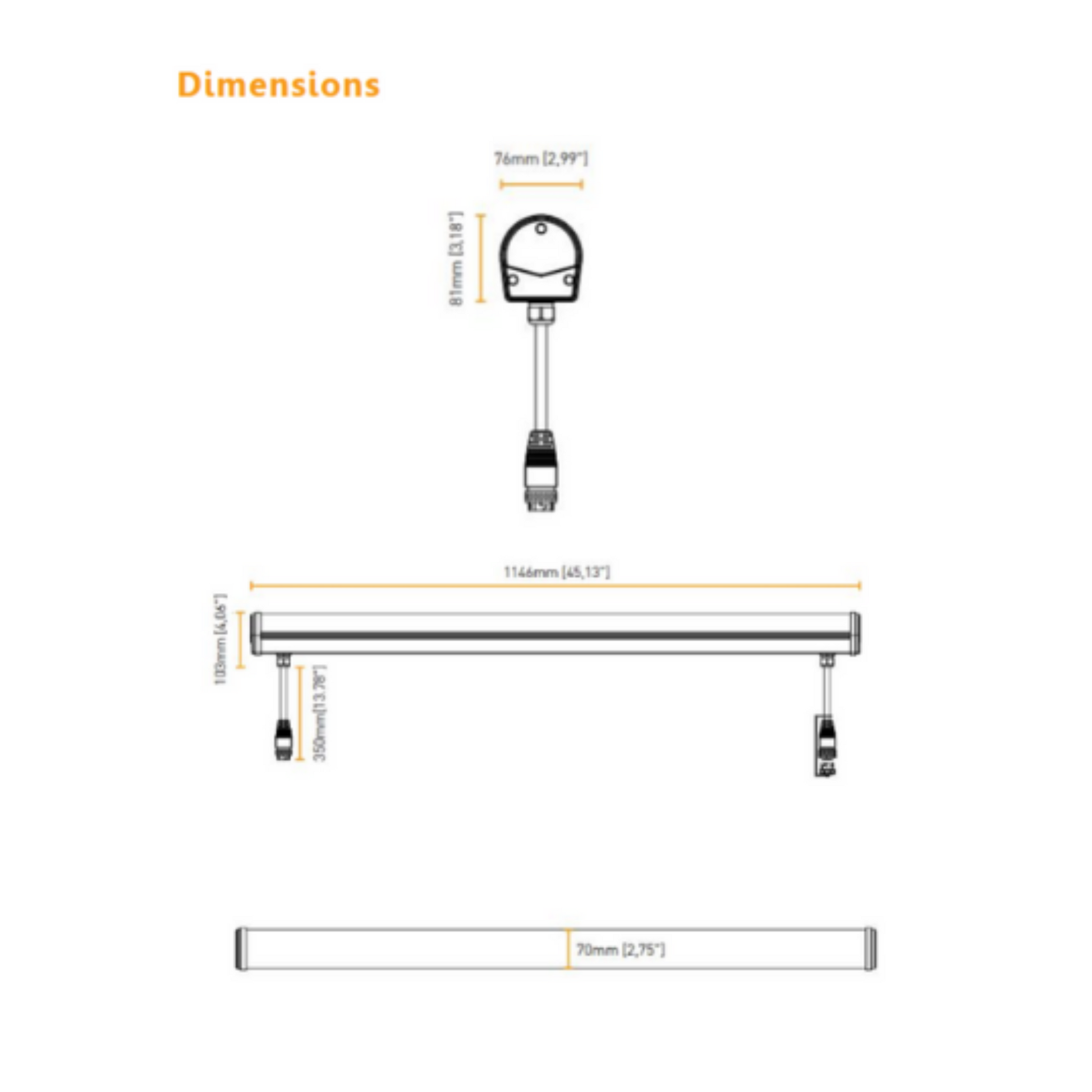 Gavita Under Canopy LED - UCL 150w dimensions