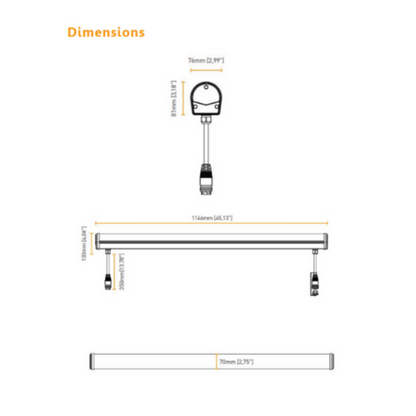 Gavita Under Canopy LED - UCL 150w dimensions