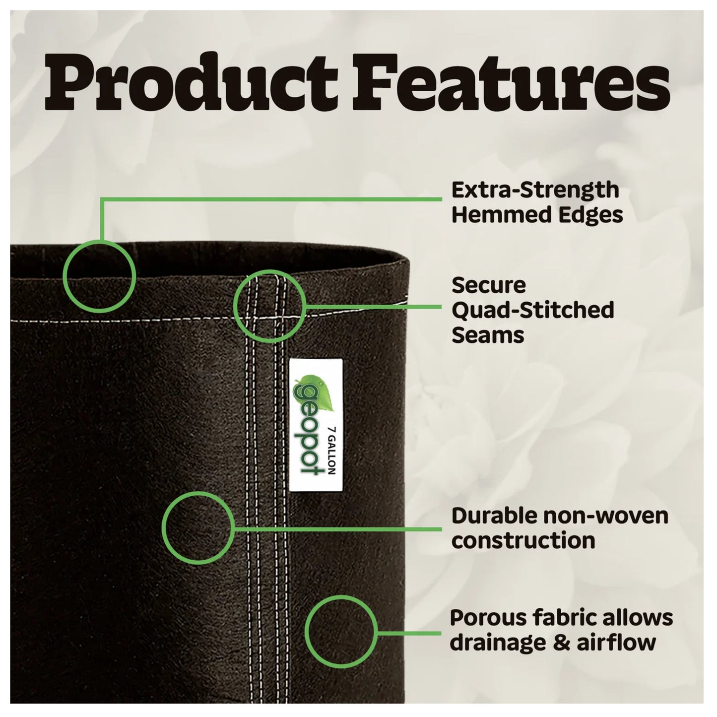 Geopot Self-Supporting Square Bottom features
