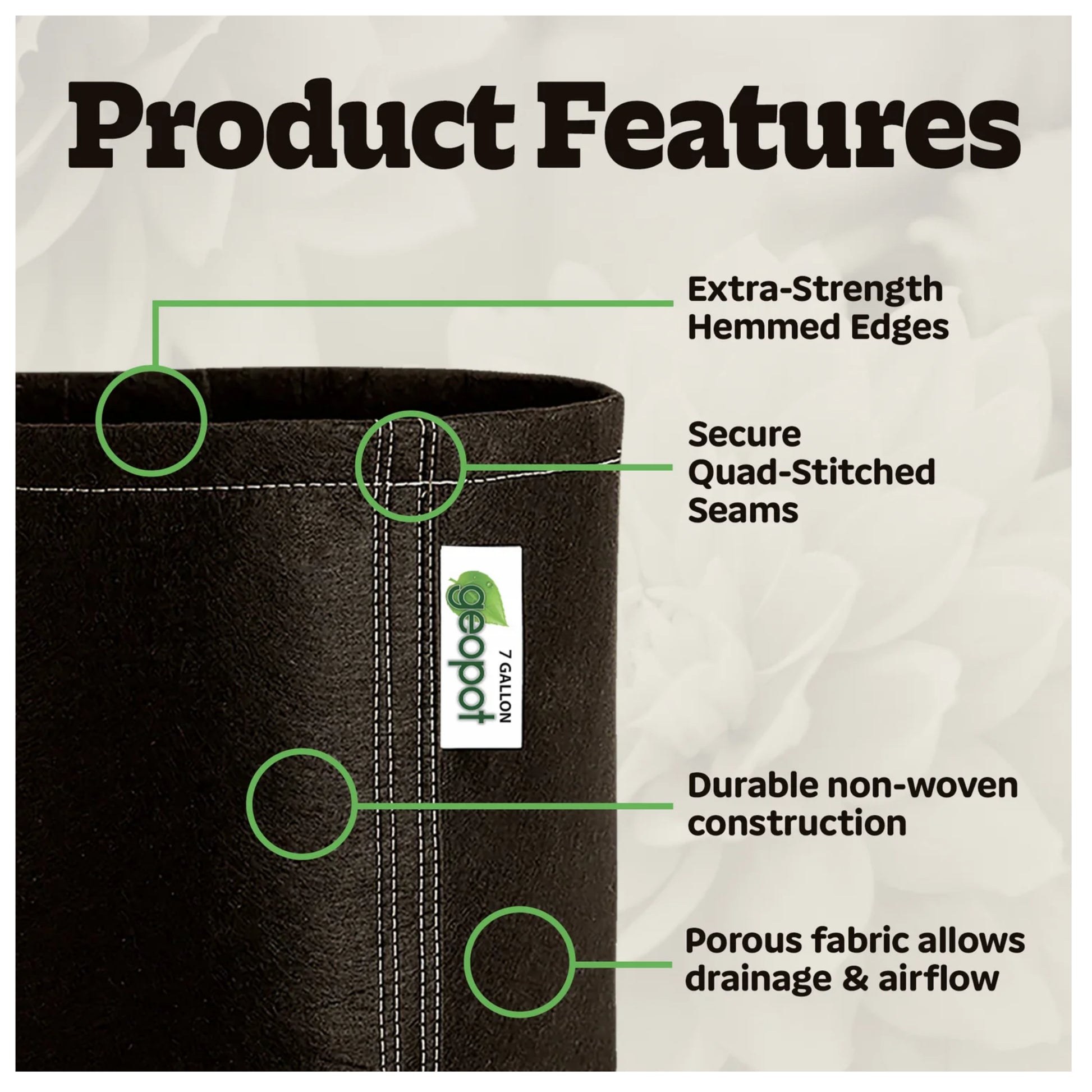 Geopot Self-Supporting Square Bottom features
