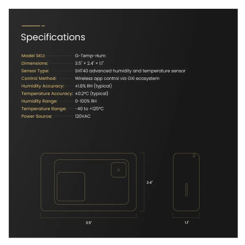 Gorilla GXi Temperature and Humidity Sensor specifications