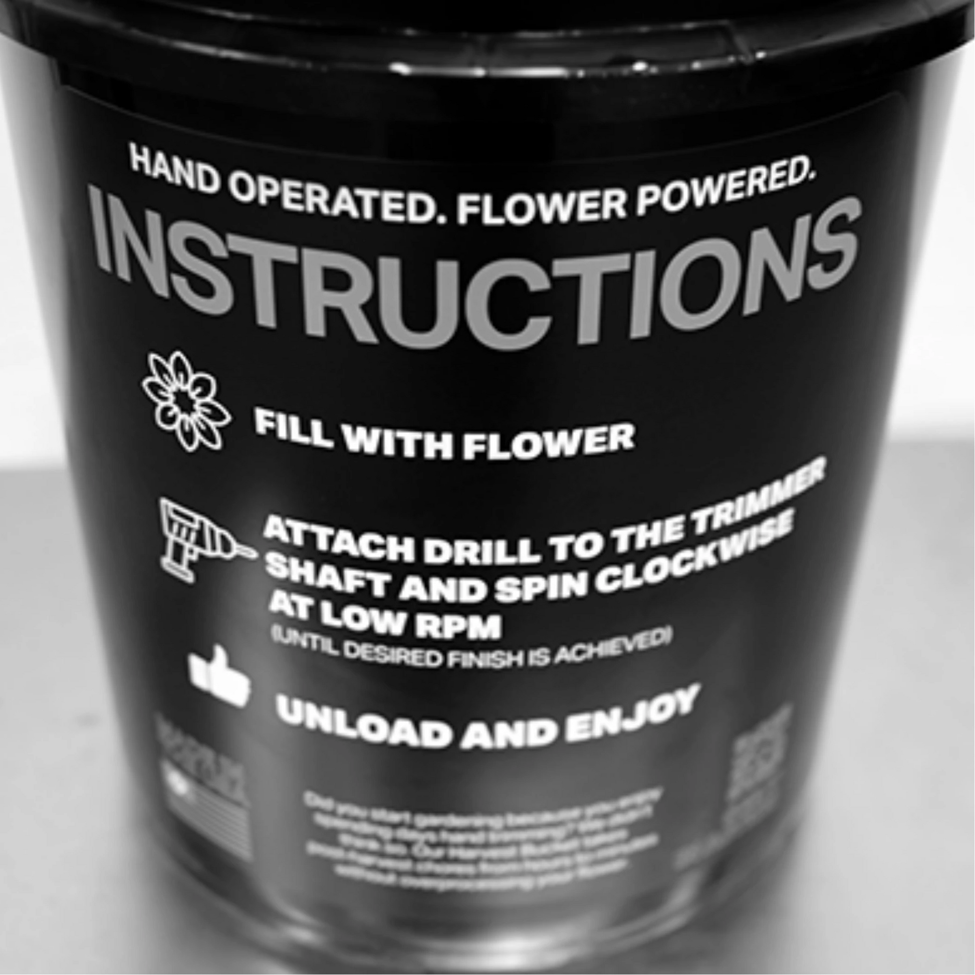 Greenbroz Harvest Bucket instructions on bucket