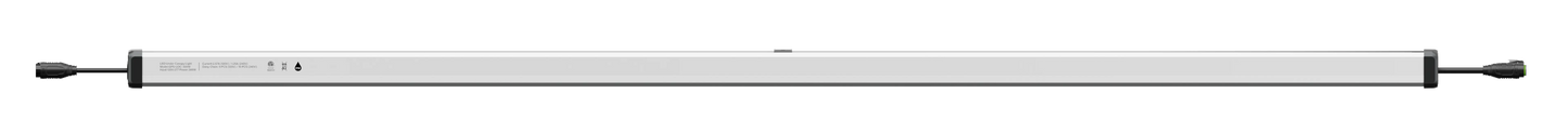GroPros Side Profile. It looks like a long metal rod with a central cylindrical component and two smaller cylindrical ends on a white background