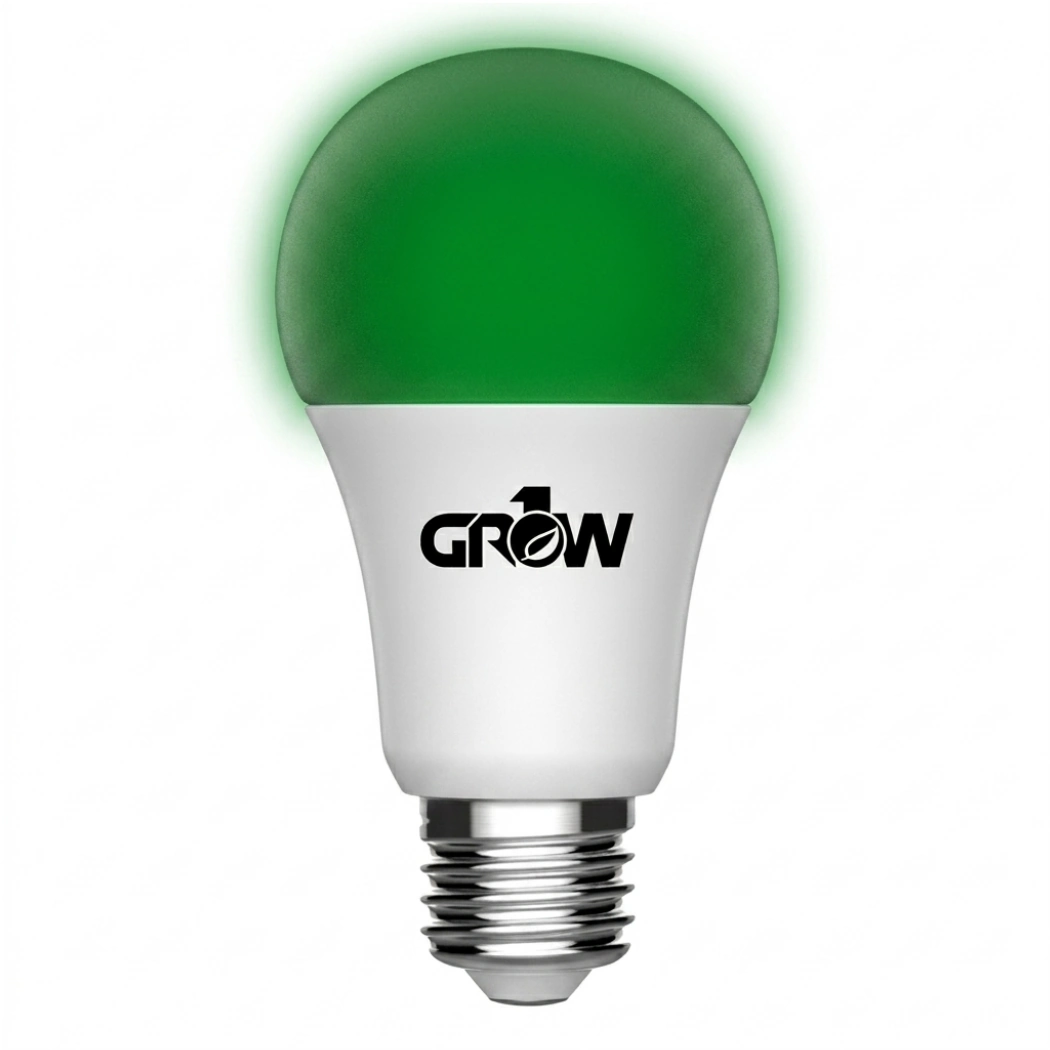 Grow1 Green LED Light Bulb 9W turned on