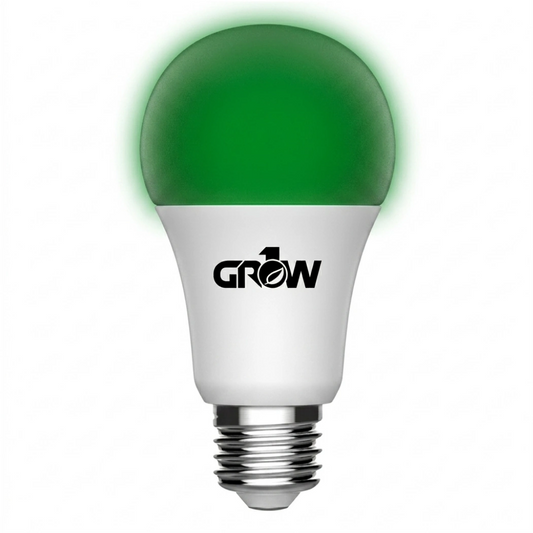 Grow1 Green LED Light Bulb 9W turned on
