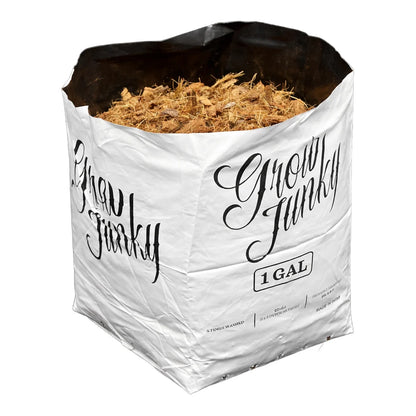 Grow Junky 1 gallon open top coco bag, 56% WHC pre-filled coco coir