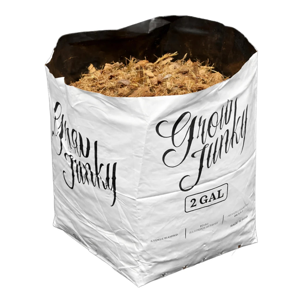 Grow Junky 2 gallon open top coco bag, 56% WHC pre-filled coco coir