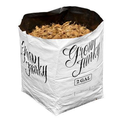 Grow Junky 2 gallon open top coco bag, 56% WHC pre-filled coco coir