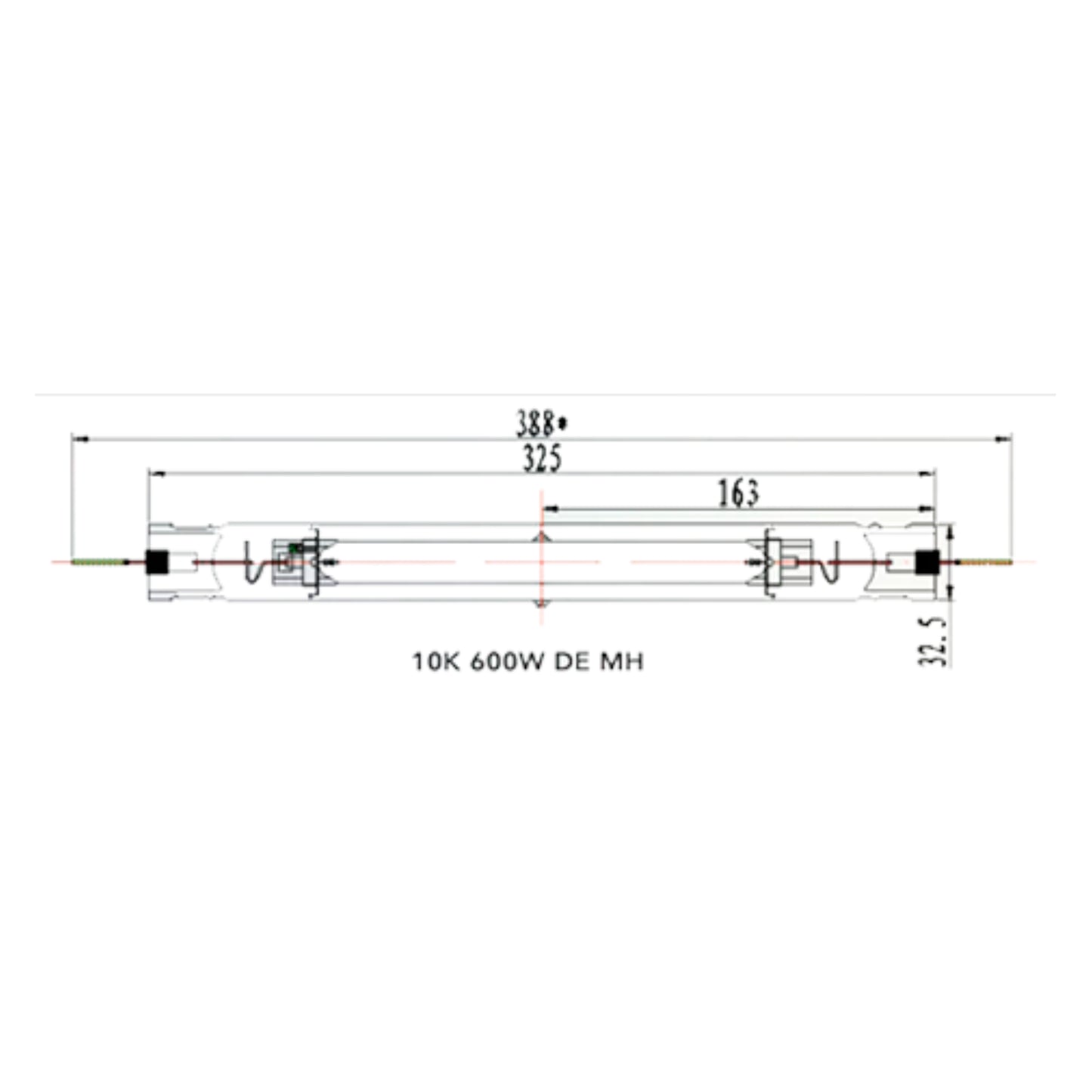 Growers Choice DE 600W MH 10K Finishing Lamp diagram
