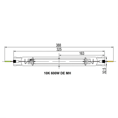 Growers Choice DE 600W MH 10K Finishing Lamp dimensions
