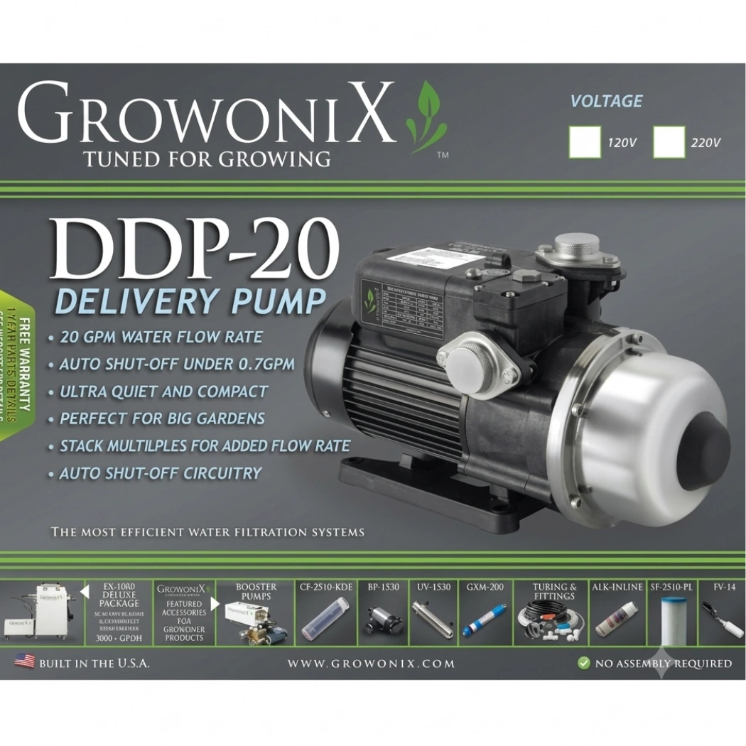 Growonix 20 GPM Delivery Pump tuned for growing