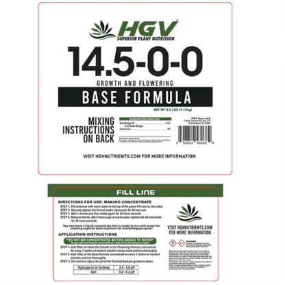 HGV Base Dry Ready To Mix Formula label