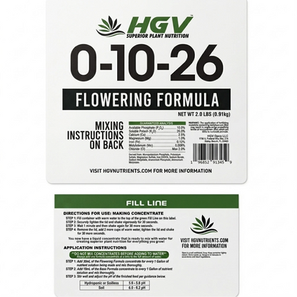 HGV Flower Dry Ready To Mix Formula 1 Gallon label