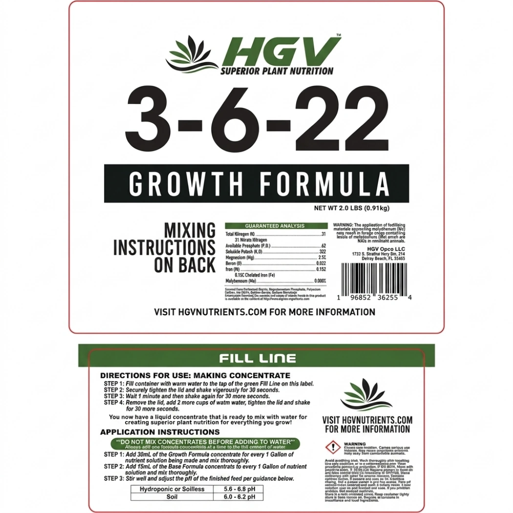 HGV Grow Dry Ready To Mix Formula label