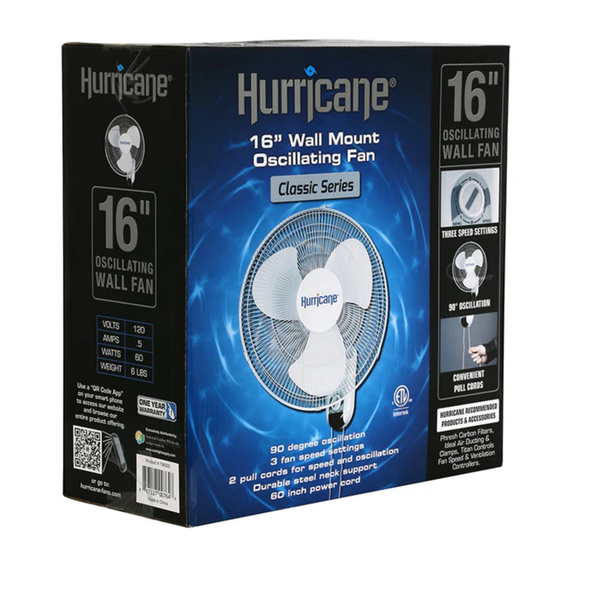 Hurricane Wall Mount Fan Supreme Series - 16 in box