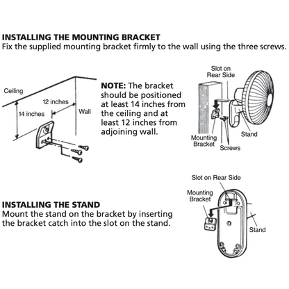 Hurricane 16in Wall Mount Fan classic diagram