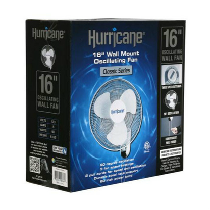Hurricane 16in Wall Mount Fan classic series box