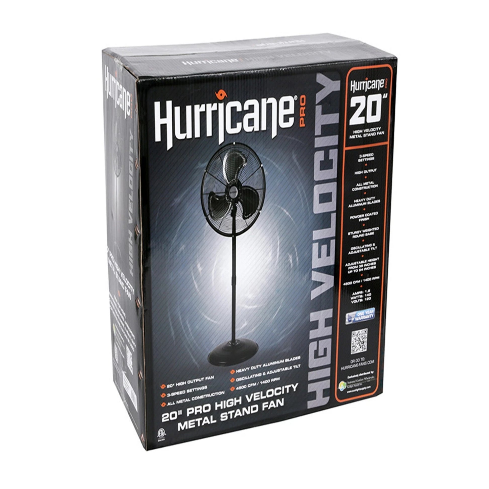 Hurricane Pro High Velocity Metal Stand Fan 20 in box