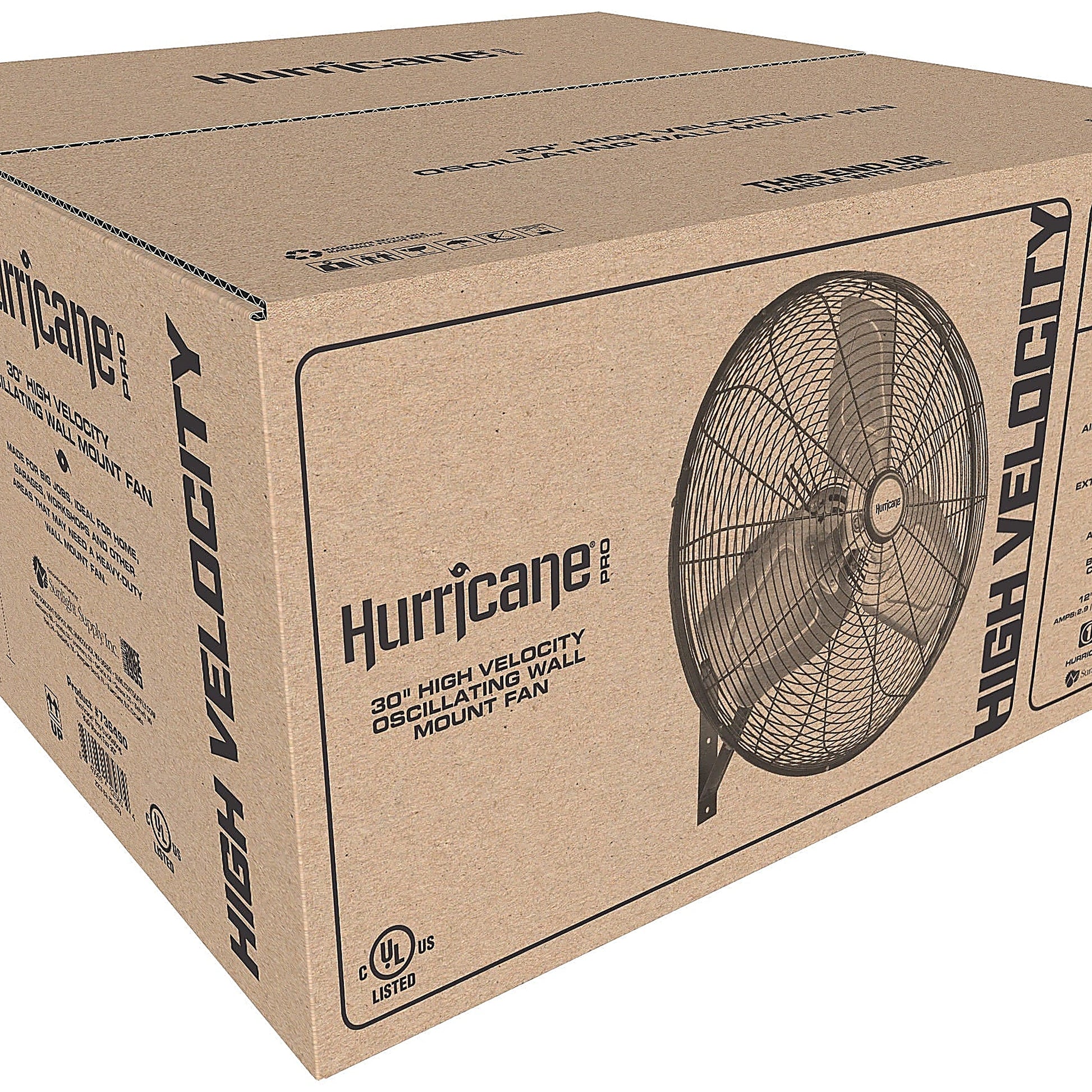 Hurricane Pro Commercial Grade Oscillating Wall Mount Fan 30 In box