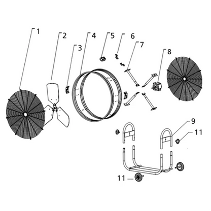 Hurricane Pro Heavy Duty Adjustable Tilt Drum Fan 42in parts