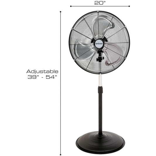 Hurricane Pro High Velocity Metal Stand Fan 20 in dimensions