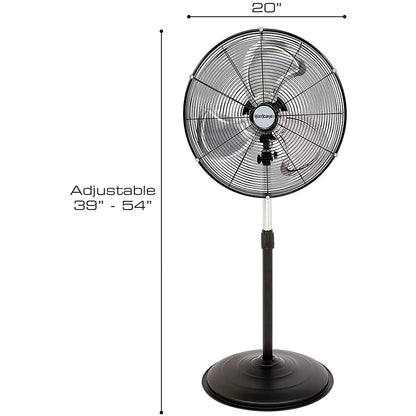 Hurricane Pro High Velocity Metal Stand Fan 20in dimensions