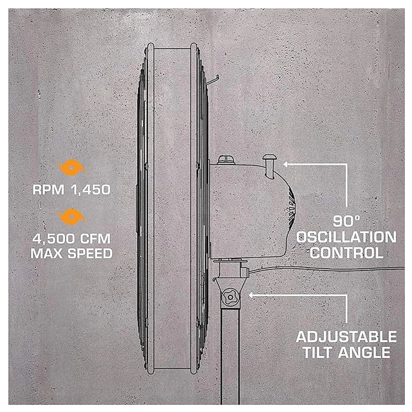 Hurricane Pro High Velocity Metal Stand Fan 20in specifications