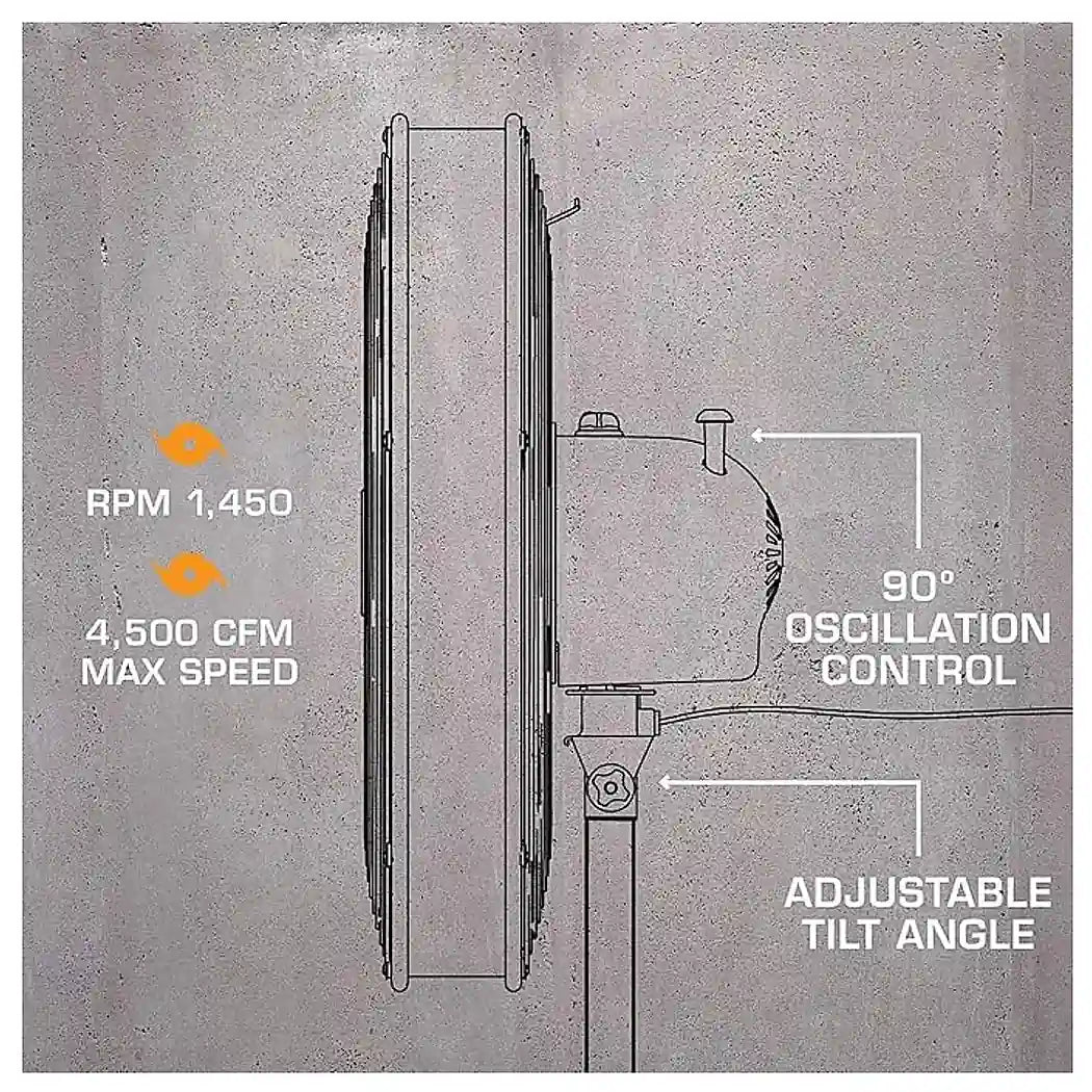 Hurricane Pro High Velocity Metal Stand Fan 20in specifications