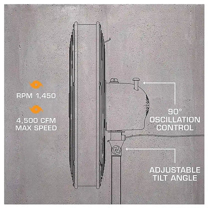 Hurricane Pro High Velocity Metal Stand Fan 20in specifications