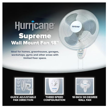 Hurricane Supreme Wall Mount Fan 18in features