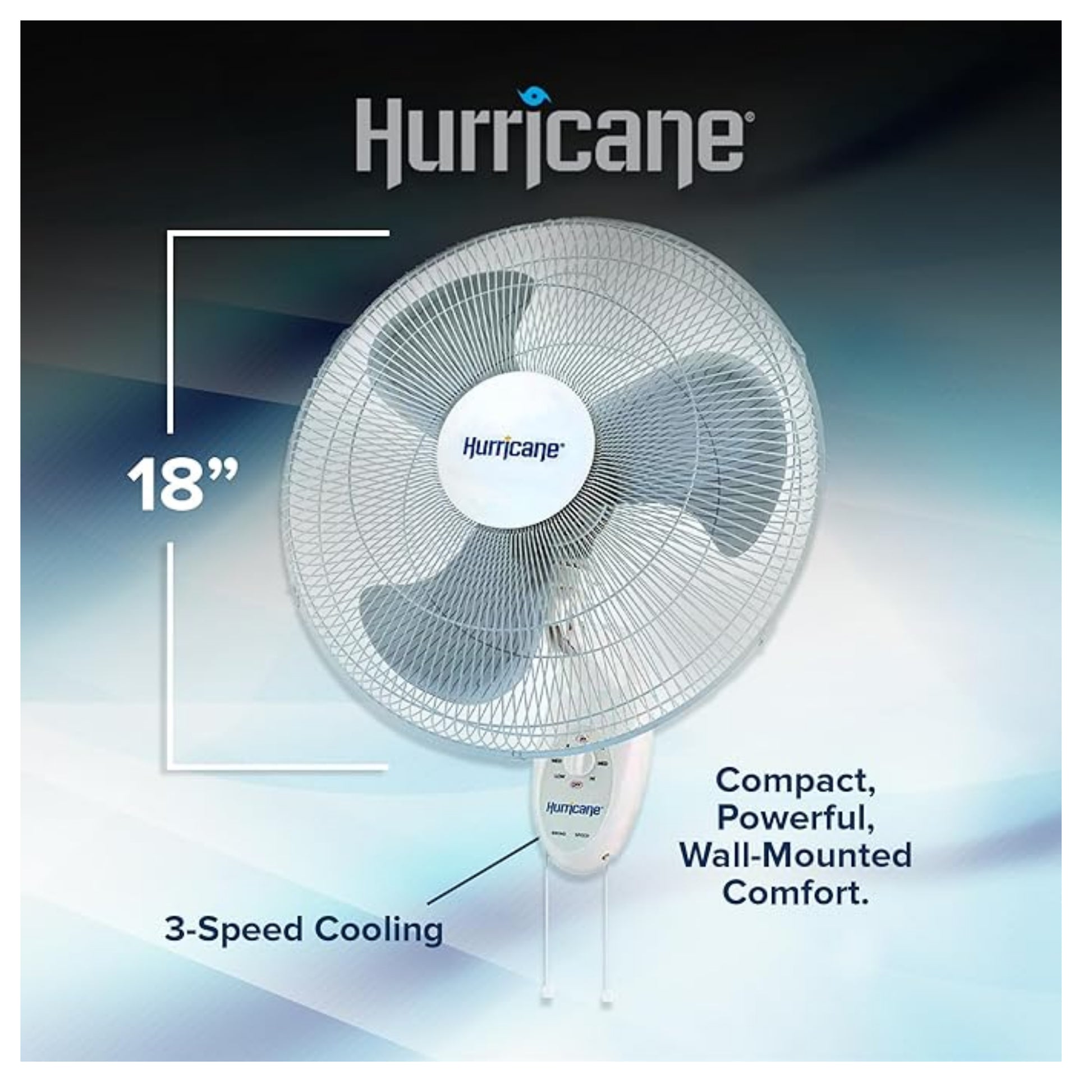 Hurricane Supreme Wall Mount Fan 18in dimensions