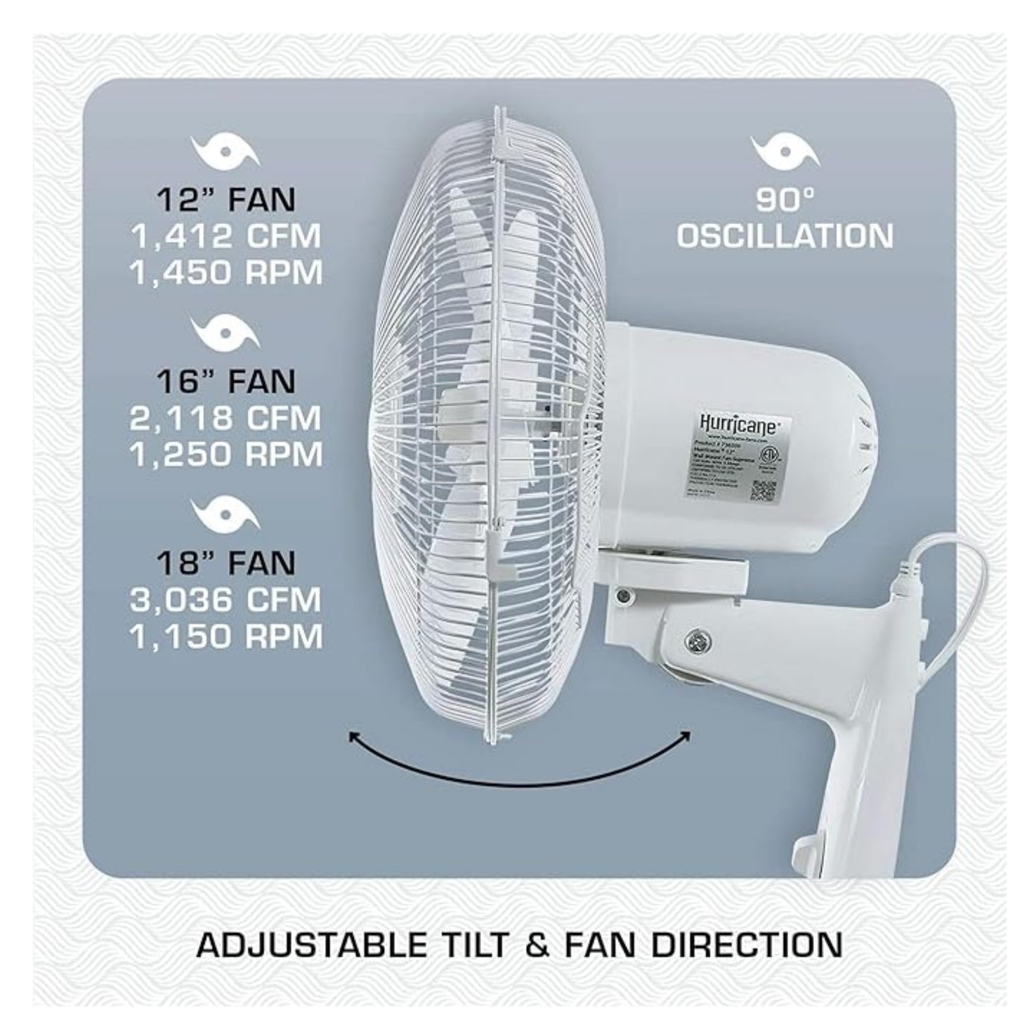 Hurricane Supreme Wall Mount Fan  versions