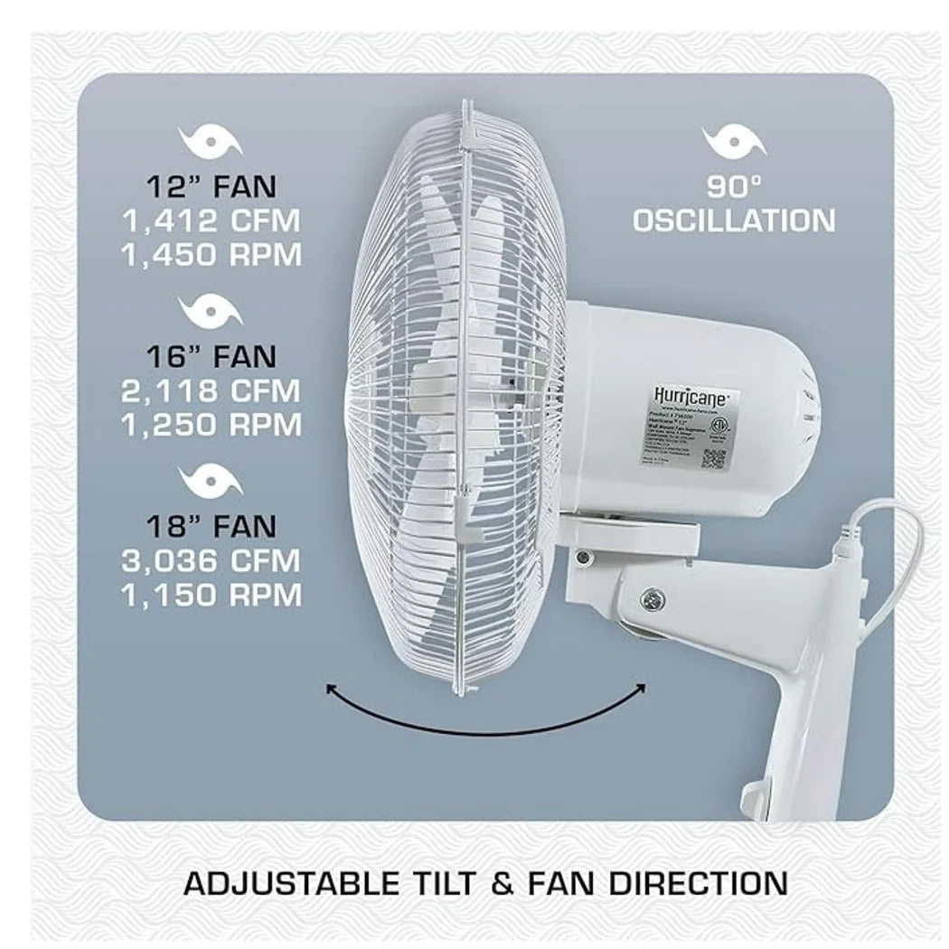 Hurricane Supreme Wall Mount Fan 18 in  dimensions