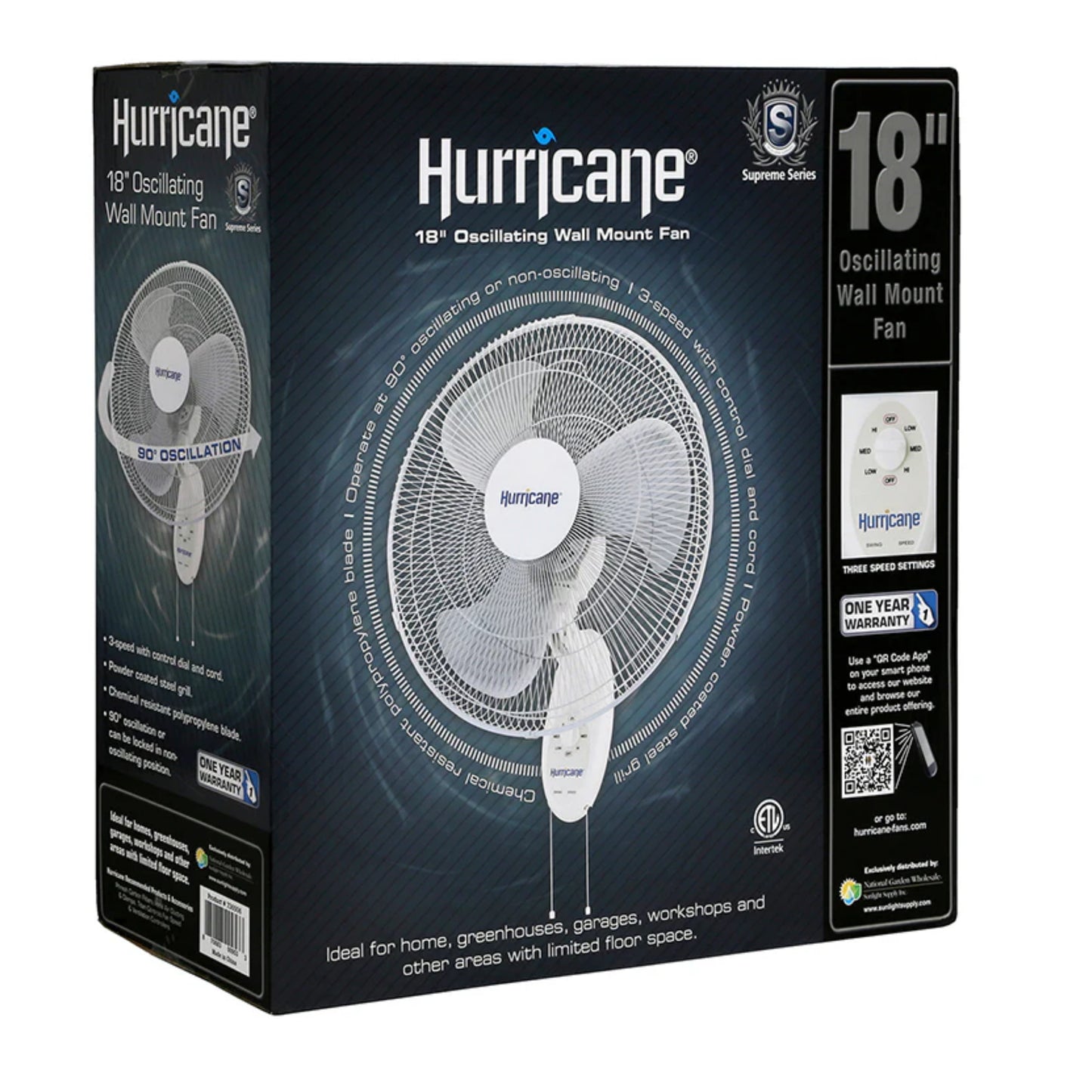 Hurricane Supreme Wall Mount Fan 18 in box