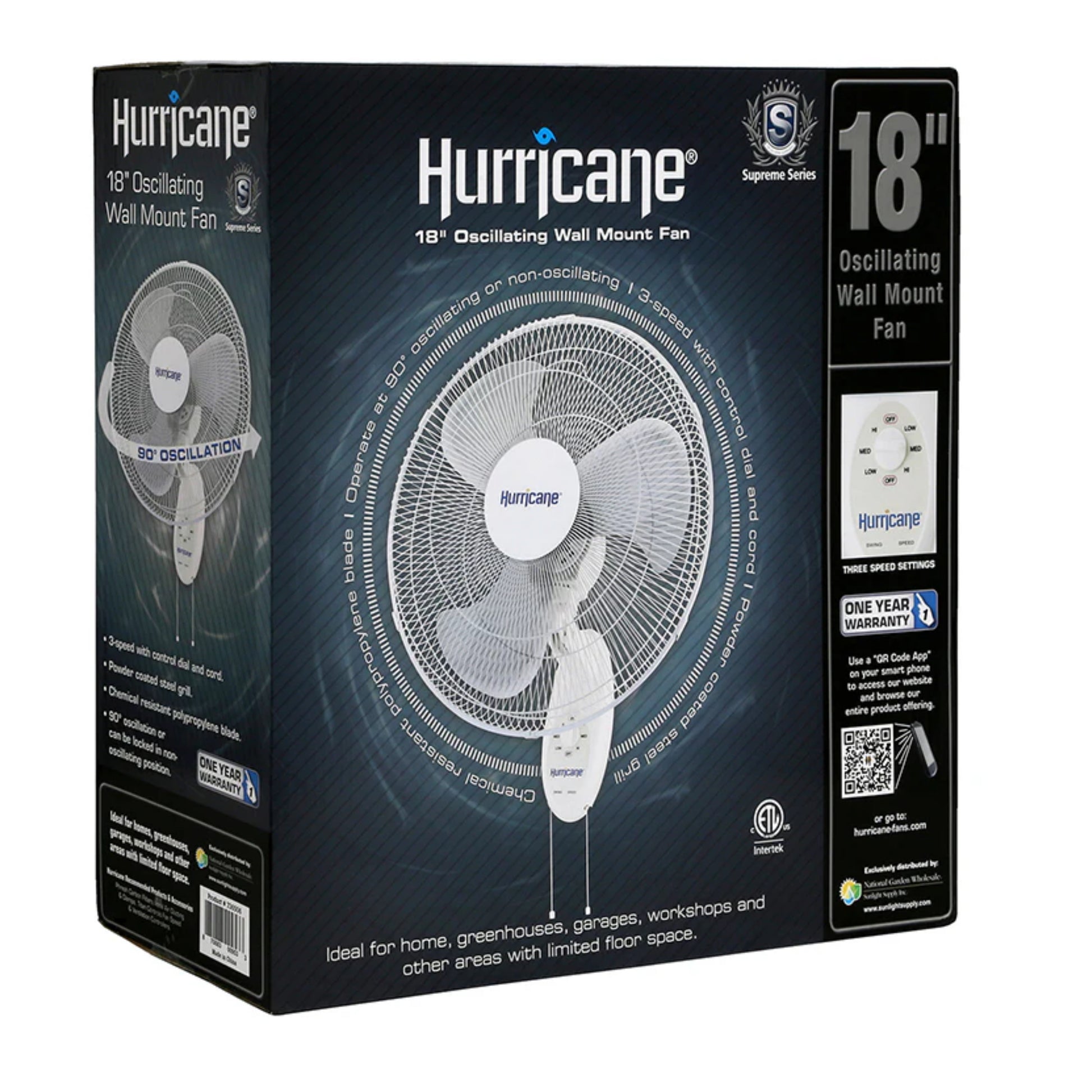 Hurricane Supreme Wall Mount Fan 18 in box