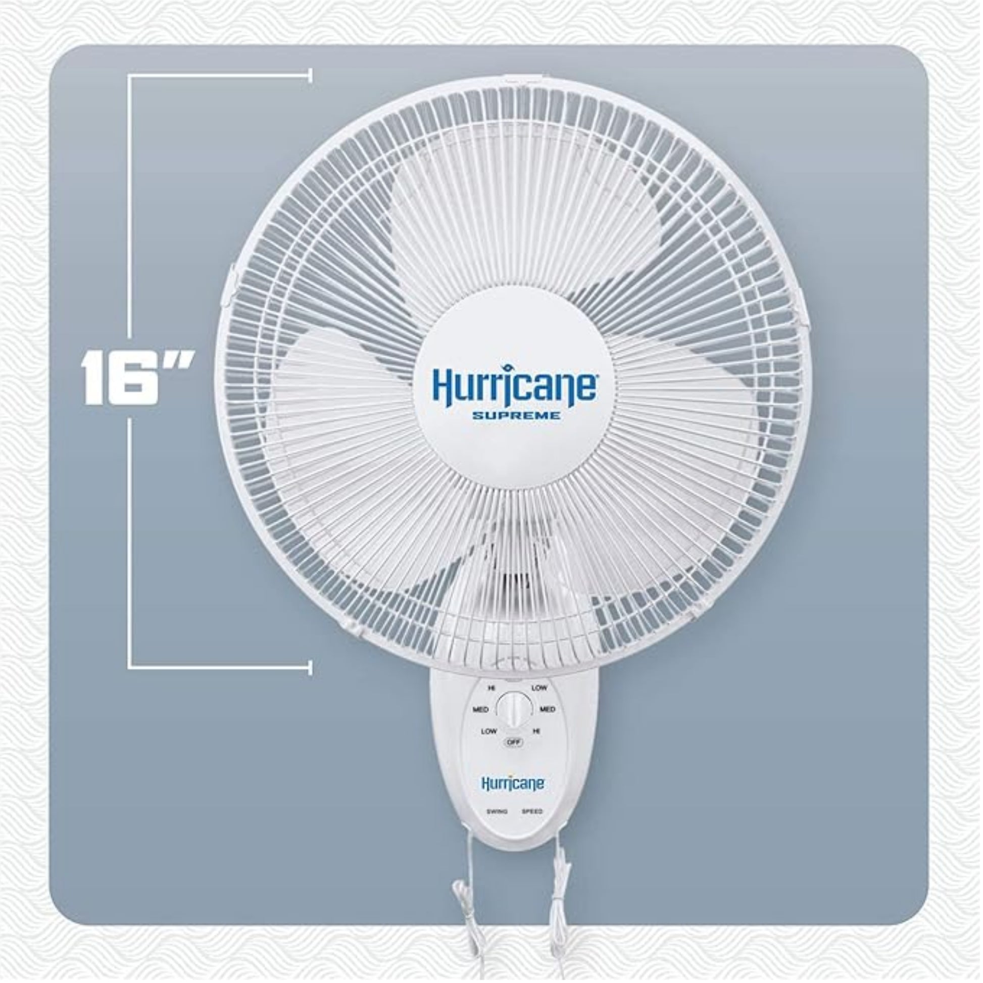 Hurricane Supreme Wall Mount Fan 16in dimensions