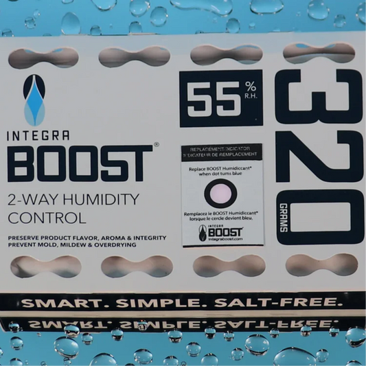 Integra Boost 320g Humidiccant by Desiccare 55% Humidity Packs box