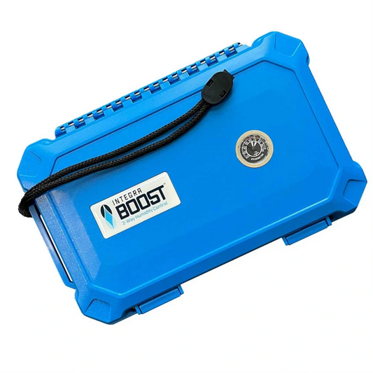 Integra Boost Travel Cigar Case With Hygrometer & Handle Loop Blue Plastic