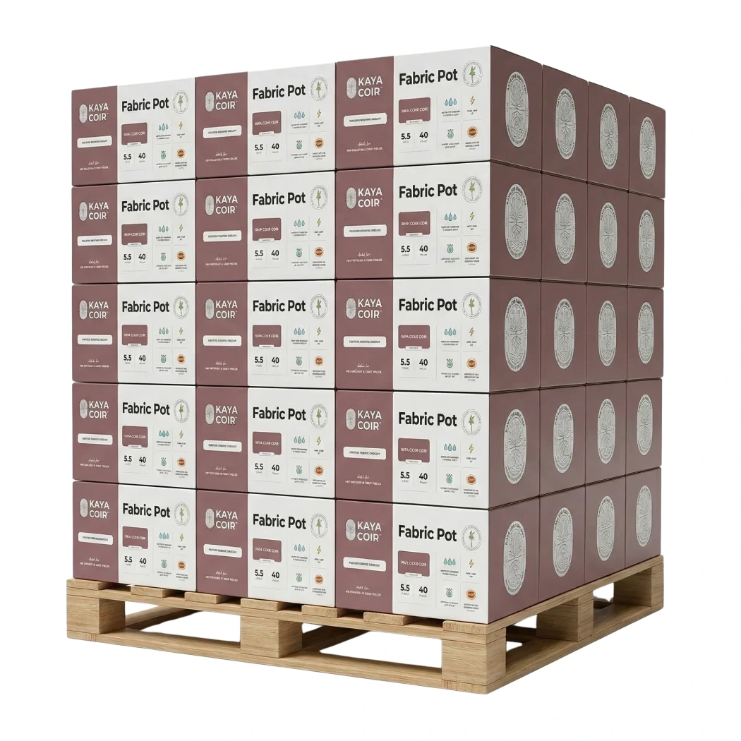 Kaya Coir 5.5 in (1.25 gal) Pallet with 64 Cases 2560 Pieces fabric pot